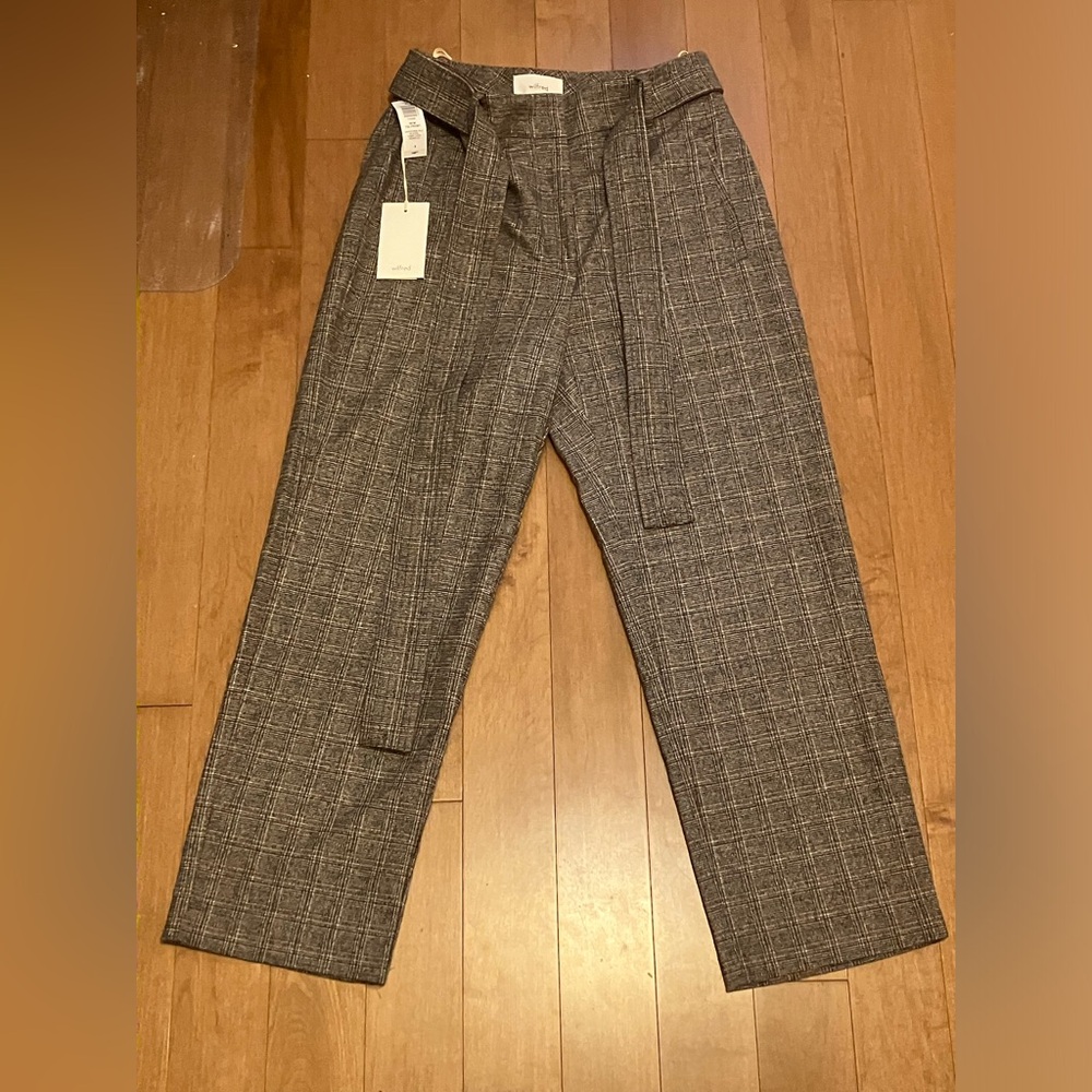 Aritzia Wilfred Jallade Tie-Front Plaid Wool Pant - Size 8